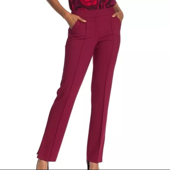 Trina Turk Dulcito Split Hem Pants Cherry Red - Picture 1 of 4